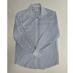 Eagle Shirtmakers blue and white vertical striped slim-fit shirt Size 32/33